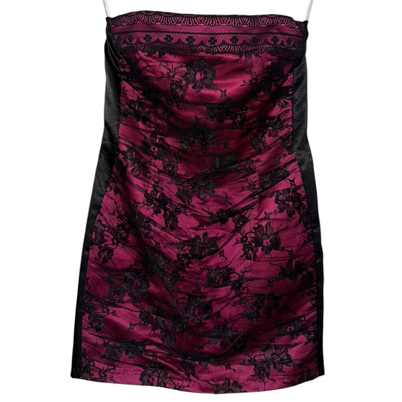 Vintage Hot Pink Jessica McClintock Lace Mini Dress - Picture 1 of 5